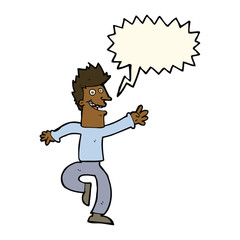 cartoon happy man with speech bubble