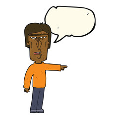 cartoon pointing man with speech bubble