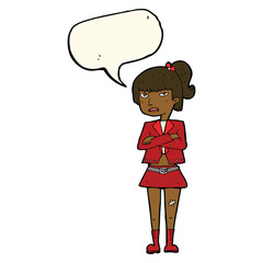 cartoon cool girl with speech bubble