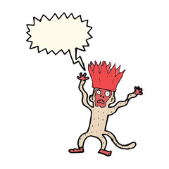 cartoon frightened monkey with speech bubble