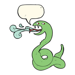 cartoon hissing snake with speech bubble