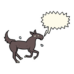 cartoon horse sweating with speech bubble
