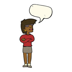 cartoon annoyed woman with speech bubble