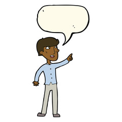 cartoon man pointing with speech bubble