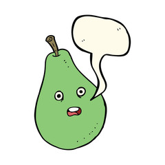 cartoon pear with speech bubble