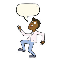 cartoon man panicking with speech bubble
