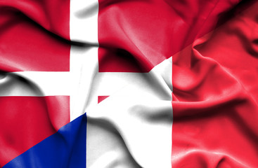 Waving flag of France and Denmark