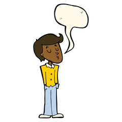 cartoon calm man with speech bubble