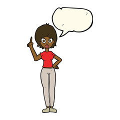 cartoon woman explaining her point with speech bubble
