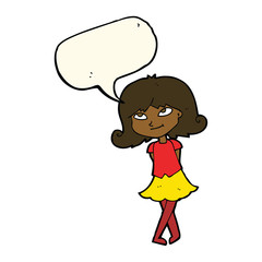 cartoon clever girl with speech bubble