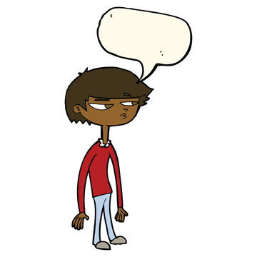 recommend clip art: cartoon suspicious boy with speech bubble
