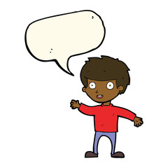 cartoon happy boy with speech bubble