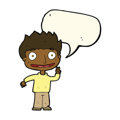 cartoon happy boy with speech bubble