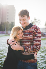 Fototapeta premium young couple lovers authentic