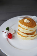 pancake with honey and strawberry