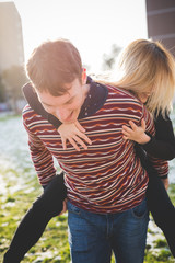 Fototapeta premium young couple lovers authentic