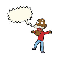 cartoon shocked old man with speech bubble
