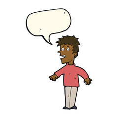 cartoon happy boy with speech bubble