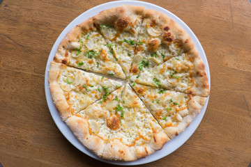 White Pizza , garlic and Mozzarella Cheese