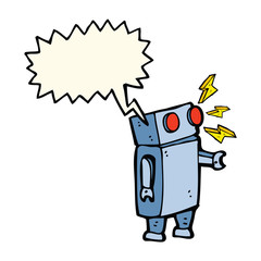 cartoon robot with speech bubble