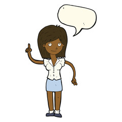cartoon woman with idea with speech bubble