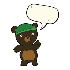 cute cartoon black bear with speech bubble