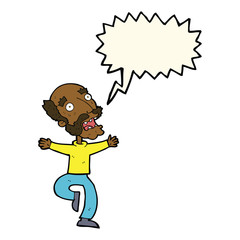 cartoon old man having a fright with speech bubble