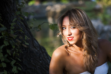 Beautiful  Woman  In The Park