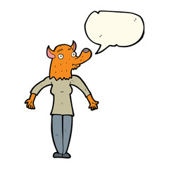 cartoon fox woman with speech bubble