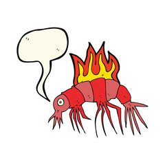 cartoon hot shrimp with speech bubble