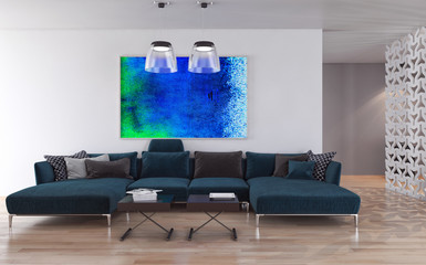 Soggiorno con quadro astratto