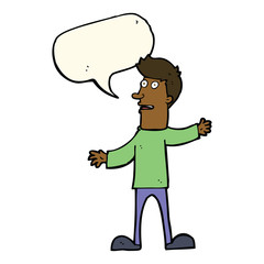 cartoon surprised man with speech bubble