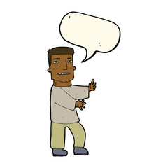 cartoon man gesturing with speech bubble