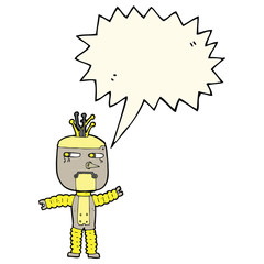 cartoon waving robot with speech bubble