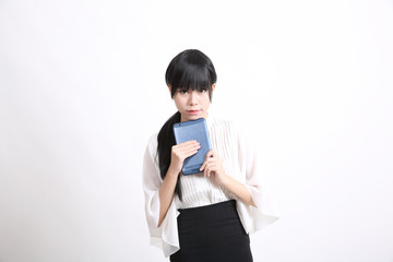 asian business woman isolated in white background