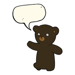cartoon black bear cub with speech bubble