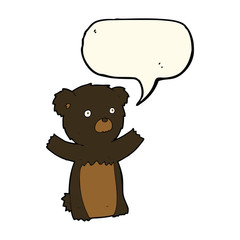 cartoon black bear cub with speech bubble