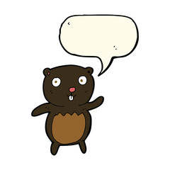 cartoon black bear cub with speech bubble