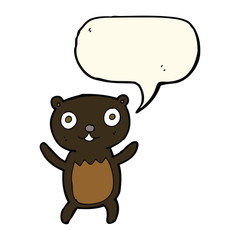 cartoon black bear cub with speech bubble