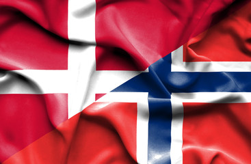 Waving flag of Norway and Denmark