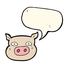 cartoon pig face with speech bubble