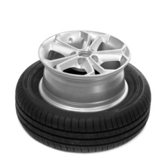 Obraz premium Wheel and tire for a car.