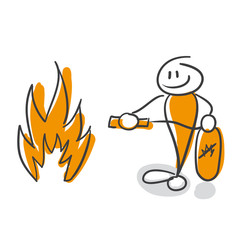 Fototapeta premium Strichmännchen Serie Pumpy / Feuer löschen