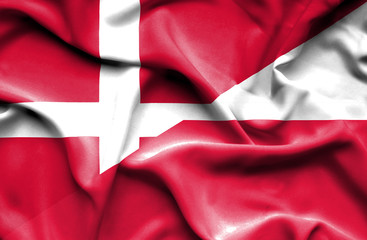 Waving flag of Poland and Denmark