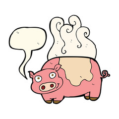 cartoon pig with speech bubble