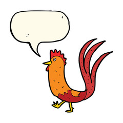 cartoon cockerel with speech bubble