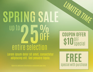 Green and Yellow spring event sale postcard template