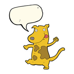 cartoon happy dog with speech bubble