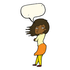 cartoon woman making photo face with speech bubble