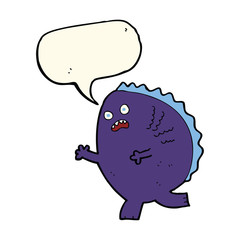 cartoon monster with speech bubble